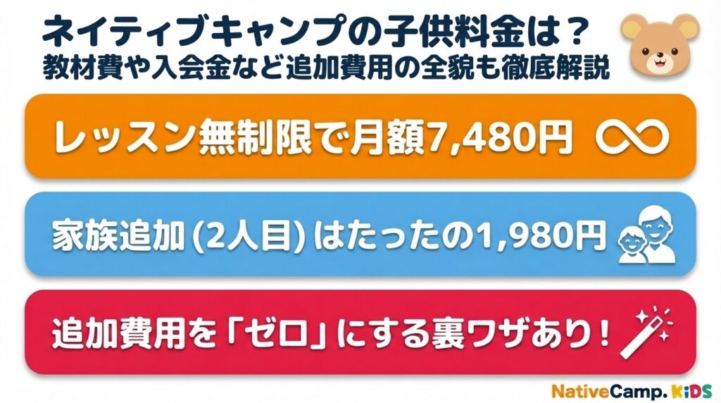 ネイティブキャンプの子供料金は？教材費や入会金など追加費用の全貌も徹底解説